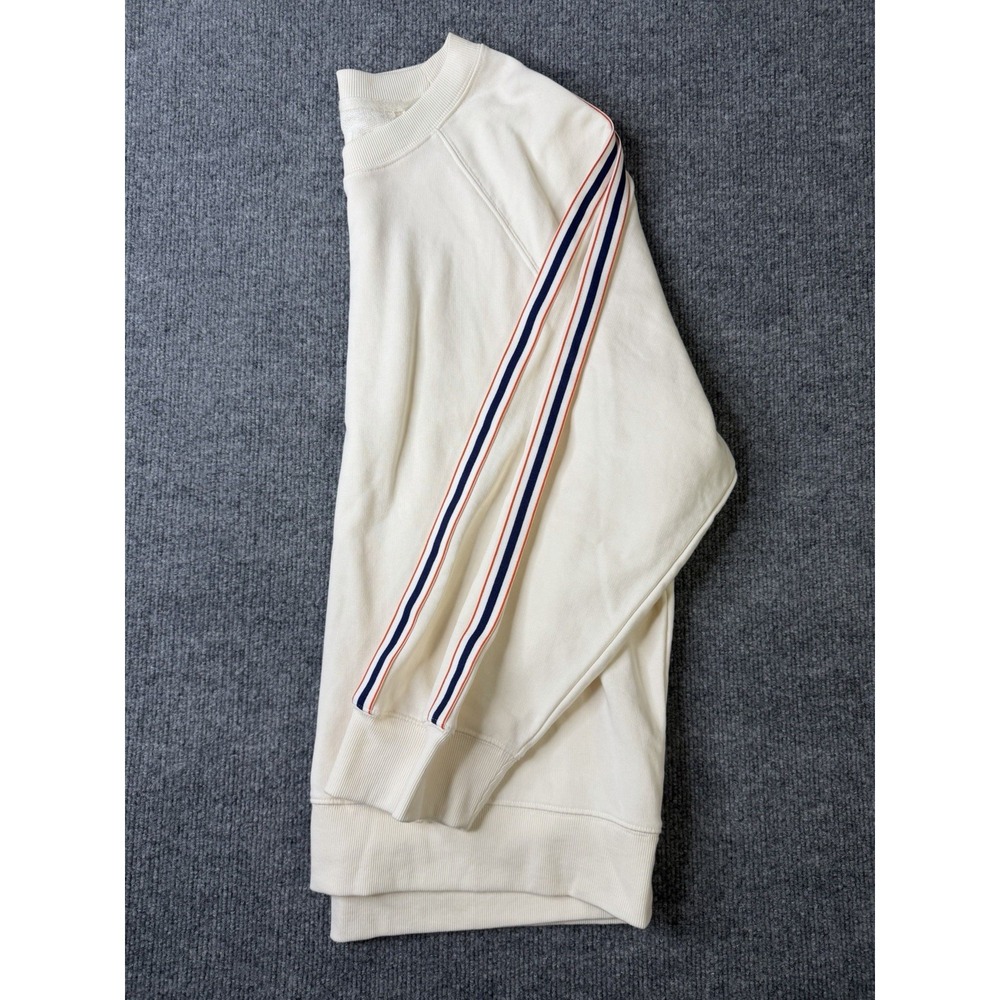 Lou & Grey Ivory Sweatshirt Medium Striped Sleeve Raglan Pullover Athleisure - Picture 6 of 9